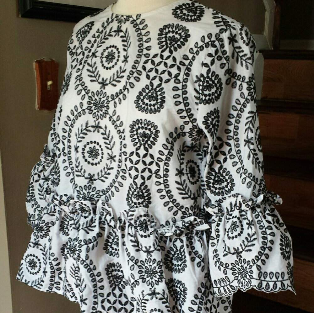 ASOS DESIGN Embroidered Ruffle Top - Picture 3 of 4